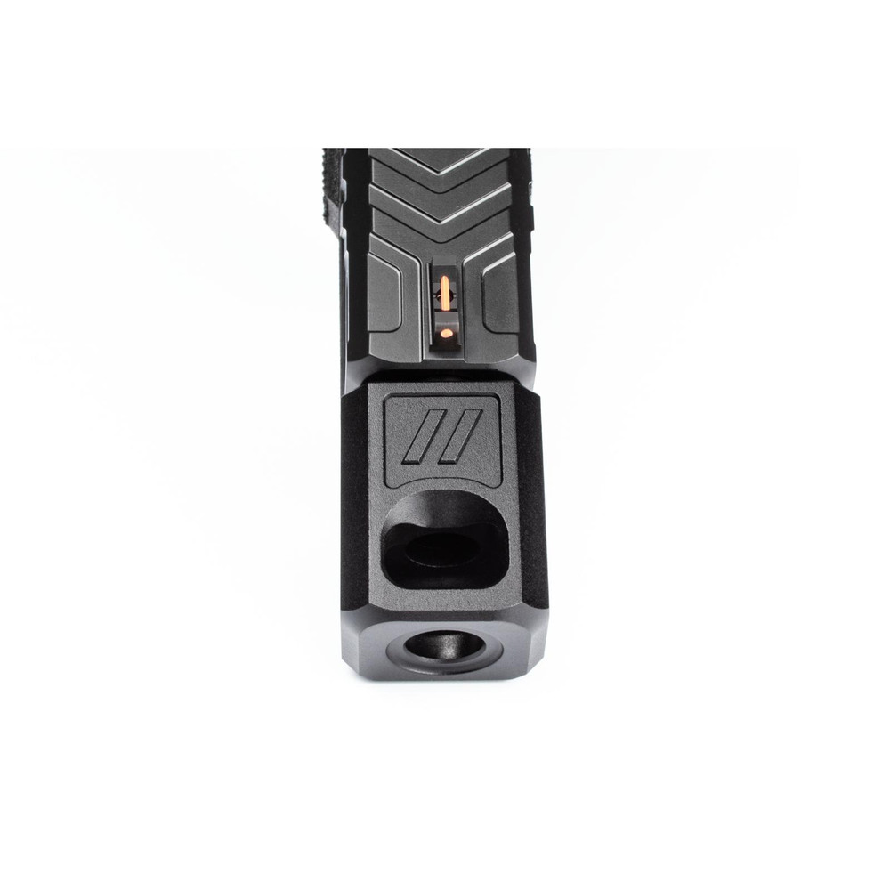 ZEV PRO Compensator V2, 1/2x28 Threading, 9mm, Black - On Gun Top View